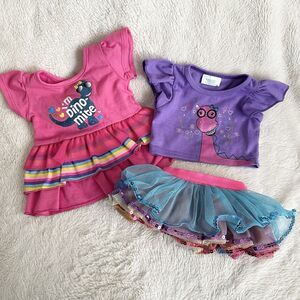 Build A Bear Workshop Pink Purple Girl Dino Outfit Dress Shirt Skirt Clothing